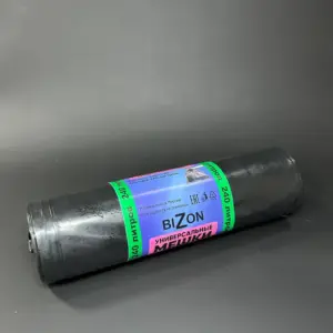 Мешки для мусора 240 литров очень прочные черные размер 100х130 см 6 штук в рулоне