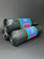 Мешки для мусора 240 литров очень прочные черные размер 100х130 см 6 штук в рулоне