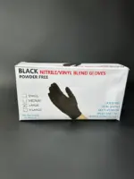 Перчатки нитриловые/виниловые черные размер L (100 штук в пачке) Black vinyl/nitrile Latex Free