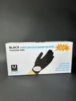 Перчатки нитриловые/виниловые черные размер M (100 штук в пачке) Black vinyl/nitrile Latex Free