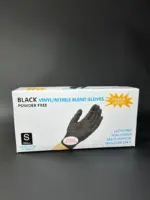 Перчатки нитриловые/виниловые черные размер S (100 штук в пачке) Black vinyl/nitrile Latex Free