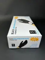 Перчатки нитриловые/виниловые черные размер S (100 штук в пачке) Black vinyl/nitrile Latex Free