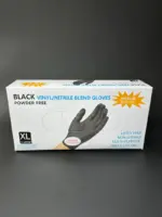 Перчатки нитриловые/виниловые черные размер XL (100 штук в пачке) Black vinyl/nitrile Latex Free