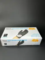 Перчатки нитриловые/виниловые черные размер XL (100 штук в пачке) Black vinyl/nitrile Latex Free