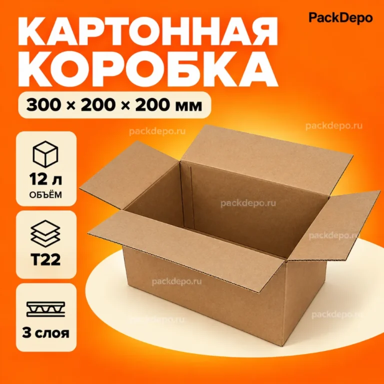 Картонная коробка 300*200*200 мм / Гофрокороб 300*200*200 мм - Т22В - основной вид Картонная коробка 300*200*200 мм / Гофрокороб 300*200*200 мм - Т22В - основной вид