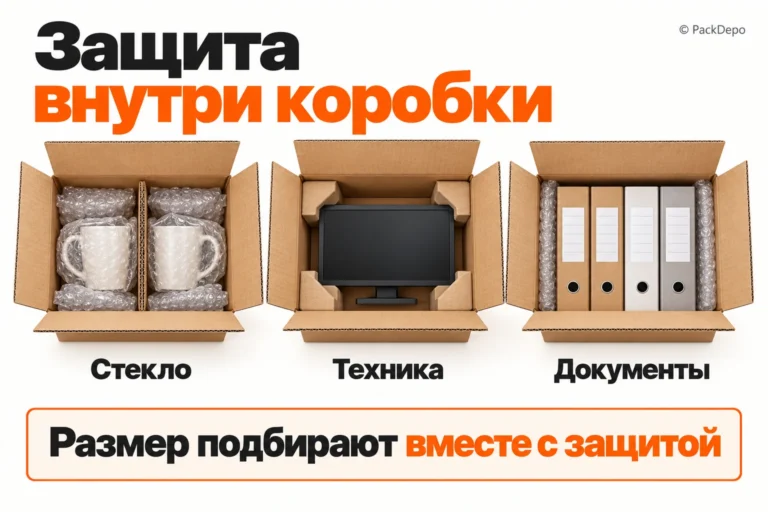 Защита стекла, техники и документов внутри картонной коробки Защита стекла, техники и документов внутри картонной коробки